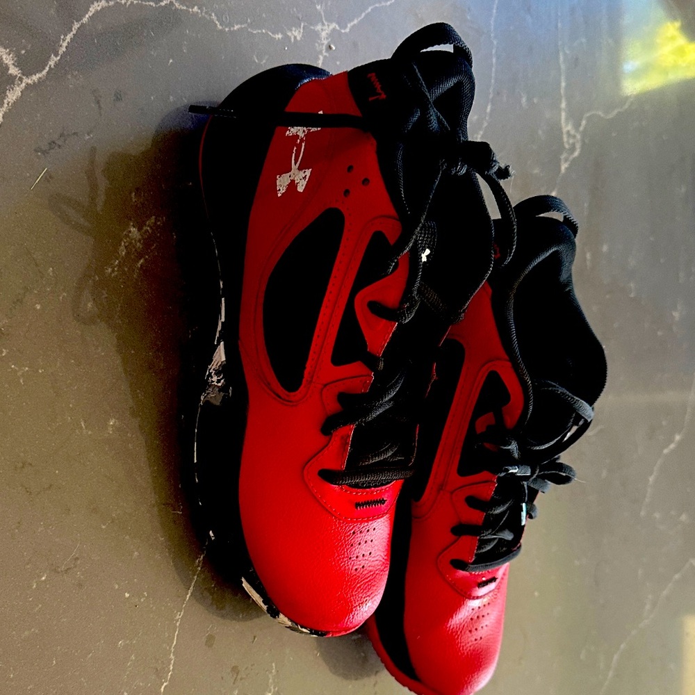 Under Armour Red and Black Kids Sneakers
